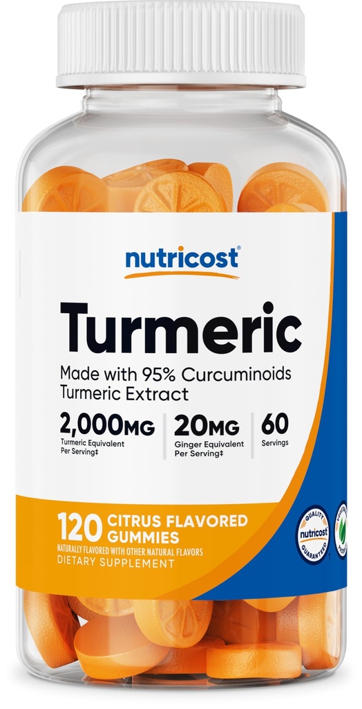 Nutricost Turmeric Gummies 2.000mg Tumeric per Serving (120 Gummies) - 60 Serving