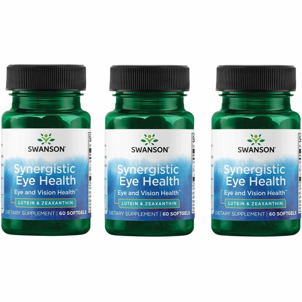 Swanson Lutein & Onixanthin Synergistic Eye Vision Retina Makula Suplemen (Lutein 20 mg & OmniXan Atlanthin 2 mg) 60 Softgeels Sgels (3 Pack)