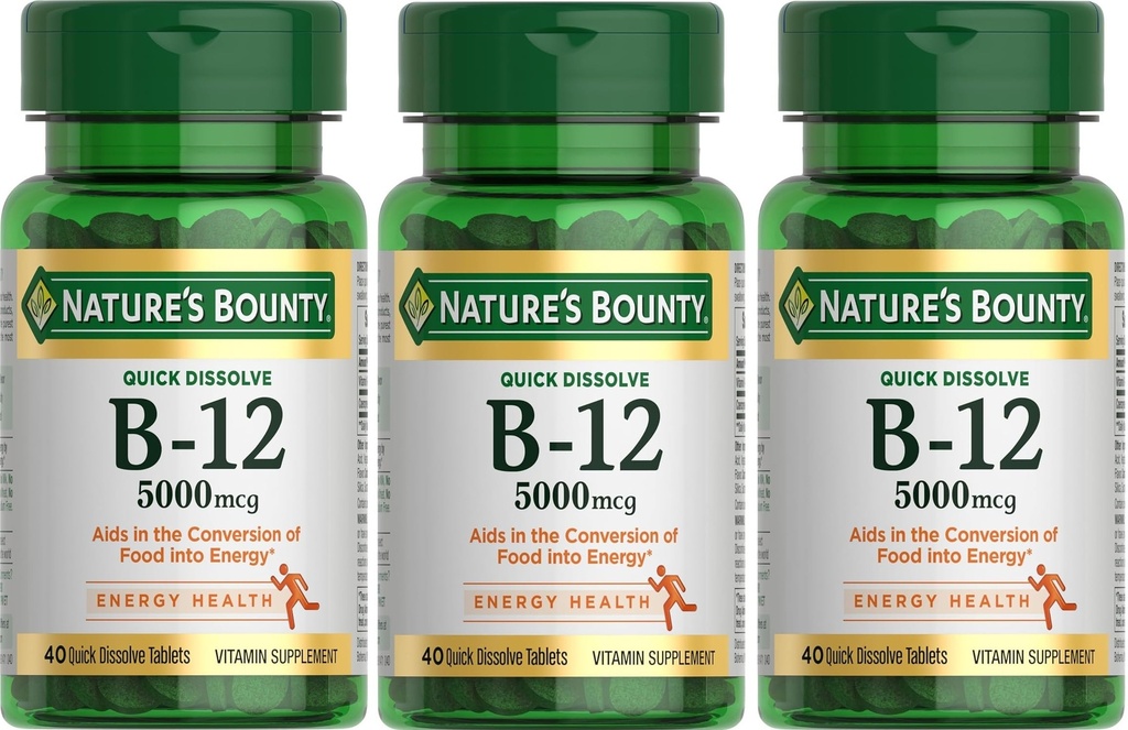 Nature 's Bounty Vitamin B-12 5000 mcg, 40 Quick Dissolve Tablet (Paket 3)