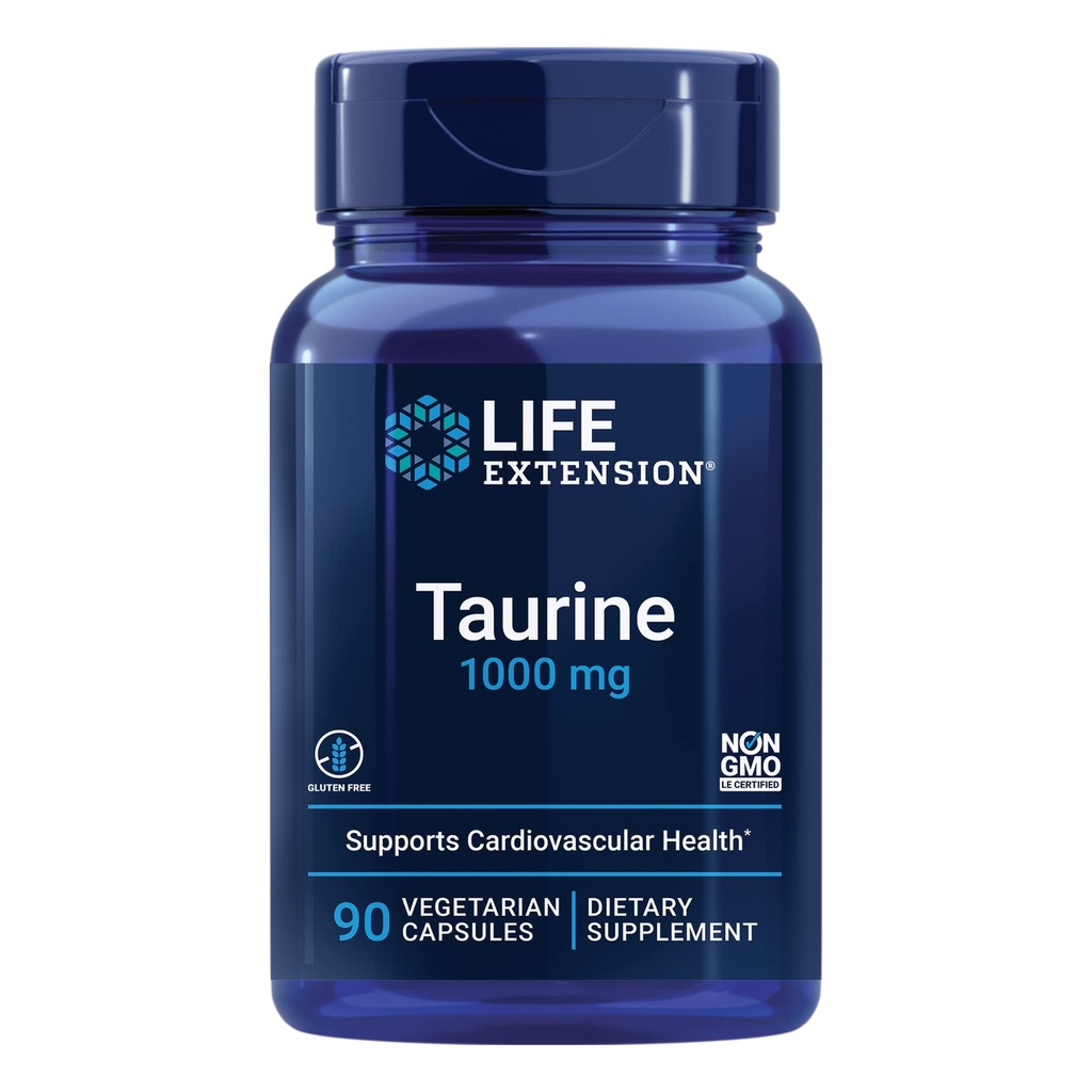Life Extension Creatine Capsules and Taurine Supplement Bundle - 120 Creatine Capsules Promoting Kekuatan dan 100mg Taurine for Heart Health