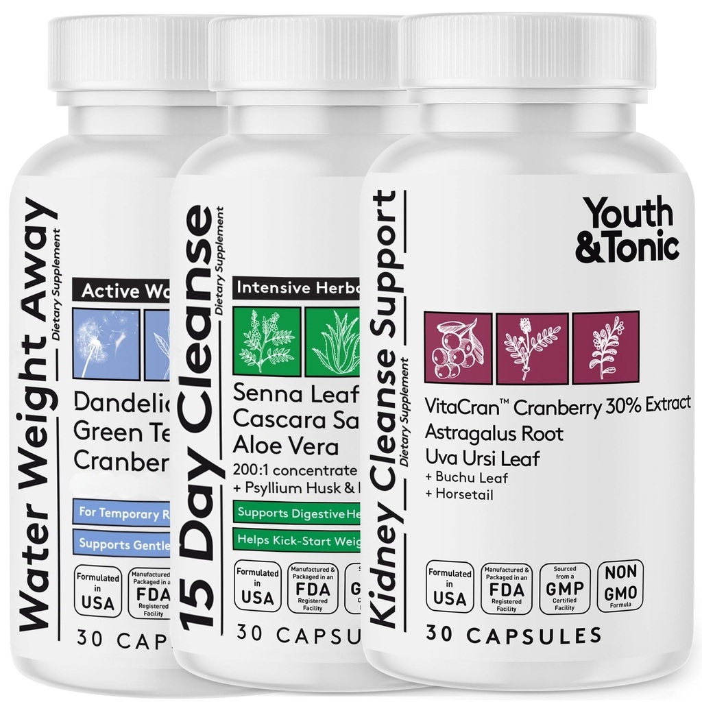 Total Body Cleanse Detox for Women to Flush Out Resule Waste & Except Water Weight 124; Colon Ginney Urinary Tract & Fluid Los Dups: Pill Diuretic for Belly Bloat & Swelling to Feel Lighter