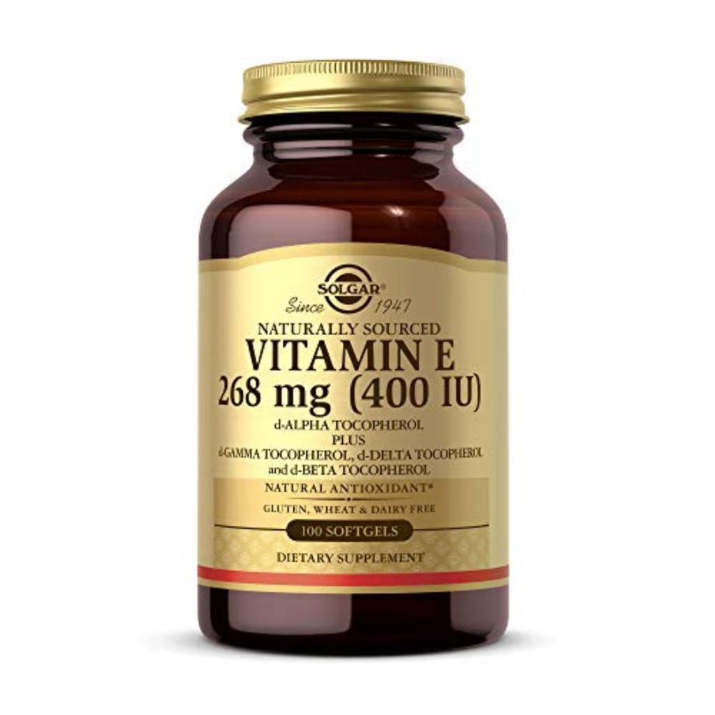 Solgar Vitamin E 268 MG (400 IU) (d-Alpha Tocopherol & Mixed Tocopherol), 100 Softgels - Suffgels Supports Immune System & Skin NUtrition - Natural Antioksidant - Gluten Free, Dairy Free - 100 Servings