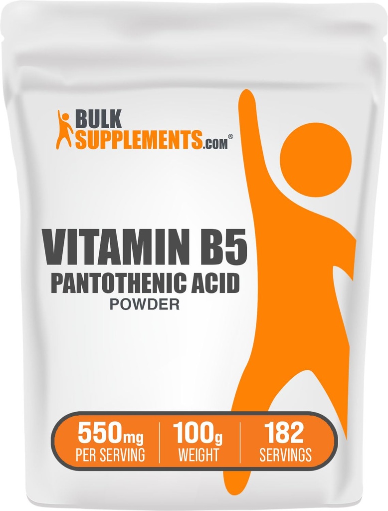 BulkSuplements.com Vitamin B5 Powder - seperti Calcium Panthenate, B5 Vitamin - Gluten Free, 500mg dari Pantothenic Aciid per Serving, 100g (3.5 oz) (Paket 1)