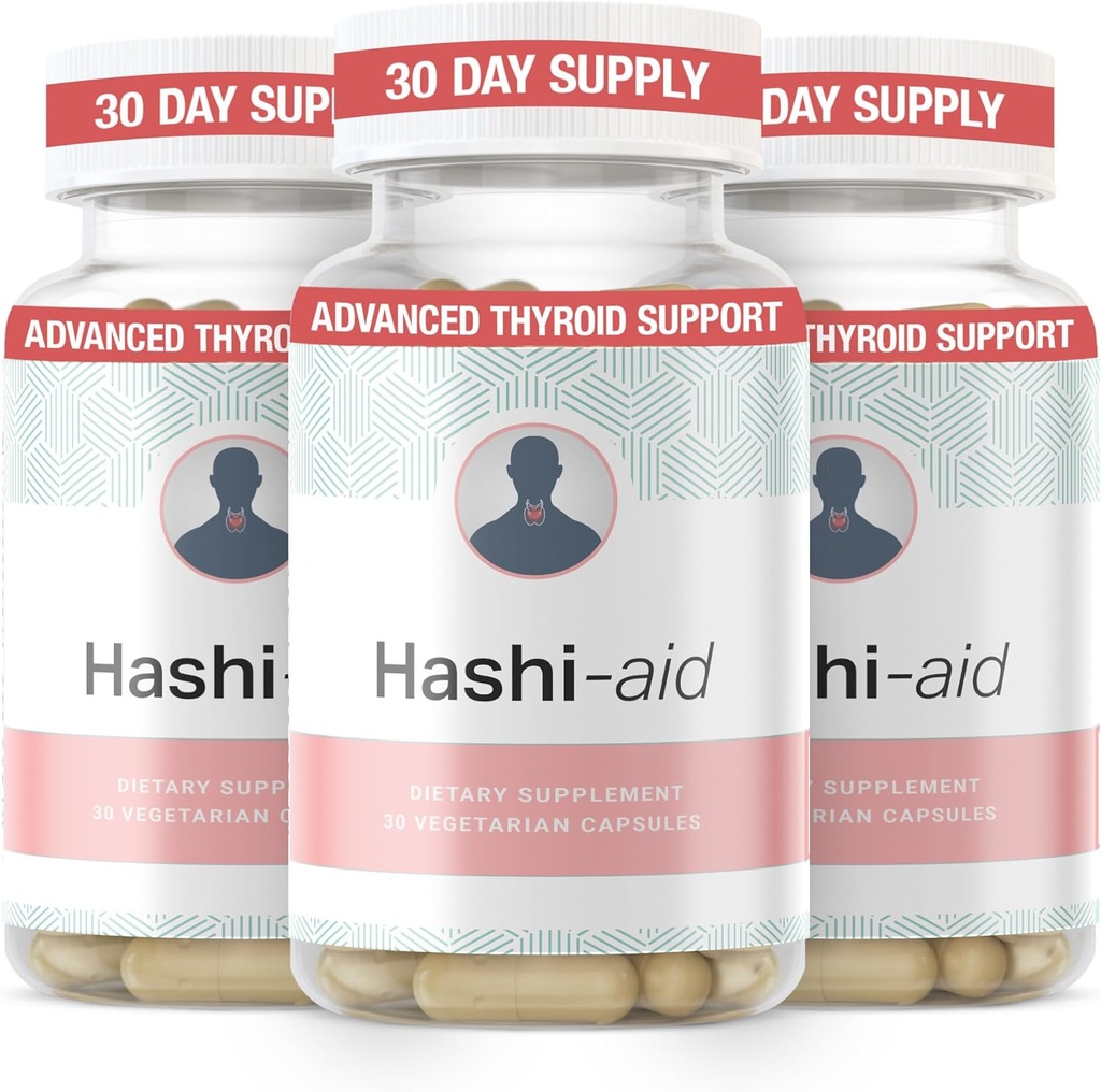 IBDaid ™ Hashi Aid Thyroid Dukungan untuk Perempuan & Pria - Thyroid Suplemen untuk Penyakit Hashimoto & Hipotiroidism * - dengan Ashwagandha, Selenium, Zinc, Essiroid Vitamin & Lebih - 30 Capsules (3 Pack)