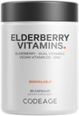 Codeage Elderberry Vitamin - Organic Ferdited Elderberry Blend, Vitamin C dari Accorbic & Organic Acerola Cherries, Vitamin D3, Zinc, Sambucus Berry - 90 Capsules