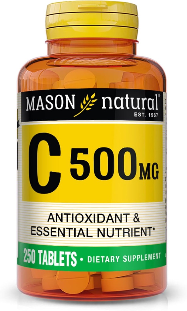 MASON NATURAL Vitamin C 500 mg - Mendukung Sistem kekebalan tubuh yang sehat, Antioksidan Escalypnutrient, 250 tablet