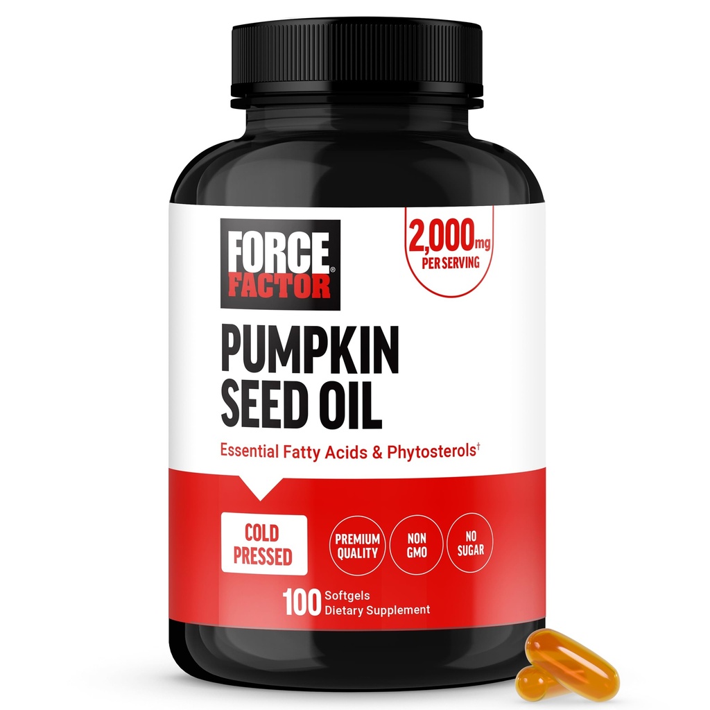 Phytosterols Suplemen ForCE FacTOR Pumpkin Seed Capsules, Phytosterols Suplems dengan Estious Acids, Dibuat dengan Cold Pressed Pumpkin Oil, Premium Quality, Non- GMO, 100 Softgels