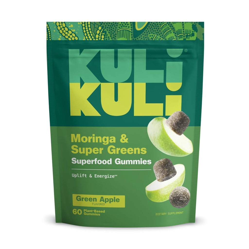 Kuli Kulli Super Energy Gummi - Suplemen Energi dengan Moringa, Caffein - Free Natural Energy Booster - 60 Non-GMO, Gluten- Bebas Gummi Moringa