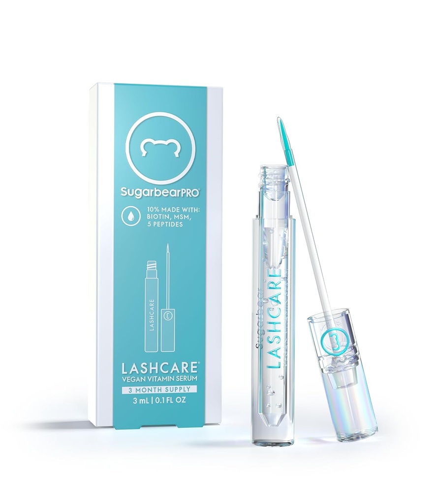 SugarbearPRO LashCare Vitamin Serum dengan Peptides MSM dan Biotin 124; Vegan Formula 124; 3 Pasokan Bulan untuk Fuller Healthier Mencari Lashes