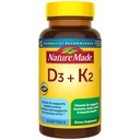 Nature Made Vitamin D3 K2 Suplemen, 5000 IU (125 mcg) Vitamin D for Bone, Teeth, Muscle and Imune Dukungan, 30 D3 dan K2 Softgel, 30 Hari Supply
