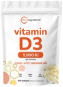 Mikro Ingrediens Vitamin D3 5.000 IU, 500 Softgels 124; Virgin Coconut Oil 124; Cholecalferol Form 124; Bone, Ammune & Heart Dukung 124; Mudah untuk menelan, Non-GMO