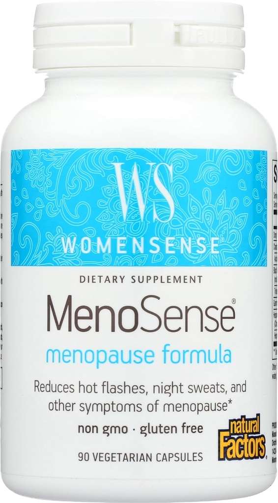 Sense MenoSense oleh Natural Factors, Suplemen Alam untuk Membantu Improve Menopause Gegan, Non- GMO, 90 Kapsul