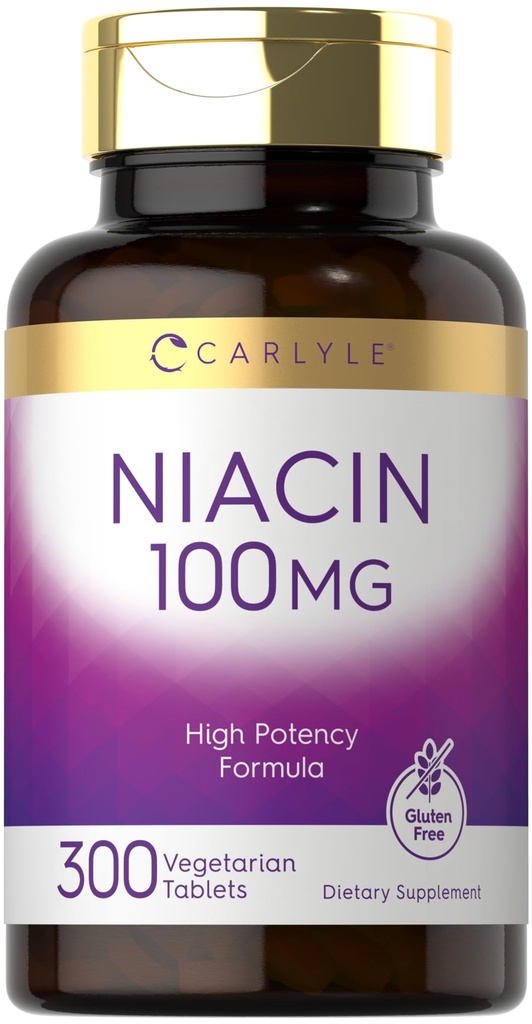 Carlyle Niasin 100mg 124; 300 tablet Vegetarian 124; Non- GMO, Gluten Free 124; Formula Potensi Tinggi