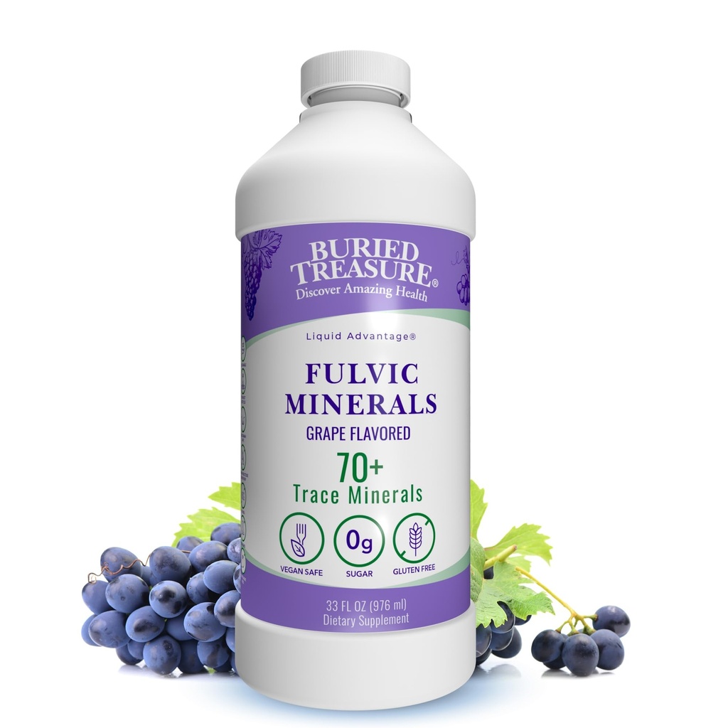 "Treasure Fulvic Minemary Grap" - "Colloidal Minements" dari "Humic Fulvic Acid", "Electrolytes" dari Trace Mineces for Recovery and Wellness Support. Tambahkan ke Air - 32 Pelayan