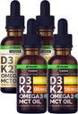 NUSAVA Unfeated D3 K2 Liquid Drops dan Vanilla Flavored D3 K2 Liquid Drops Bundle - Propulsion Liquid Vitamin for Heart, Gabungan, Bone, Muscle, & Imune Dupport - Non-GMO, Gluten- Free, 2pk Each