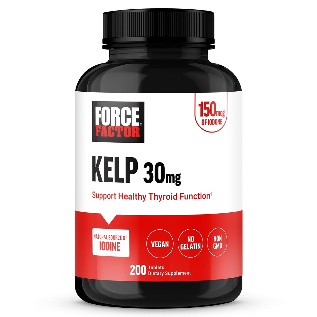 FORCE FACE Kelp for Iodin from Organic Kelp to Dukung Kesehatan Thyroid, Strengthen Imunity, and Ditraffic, Vegan, No Geatin, Non-GMO 150mcg, 200 Tablet