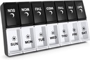 7 Day Pill Organizer 2 Kali sehari, Kotak Pill PM Weekly AM, Day Night Medicine Organizer, Pill Case Dua kali sehari, Pill Container