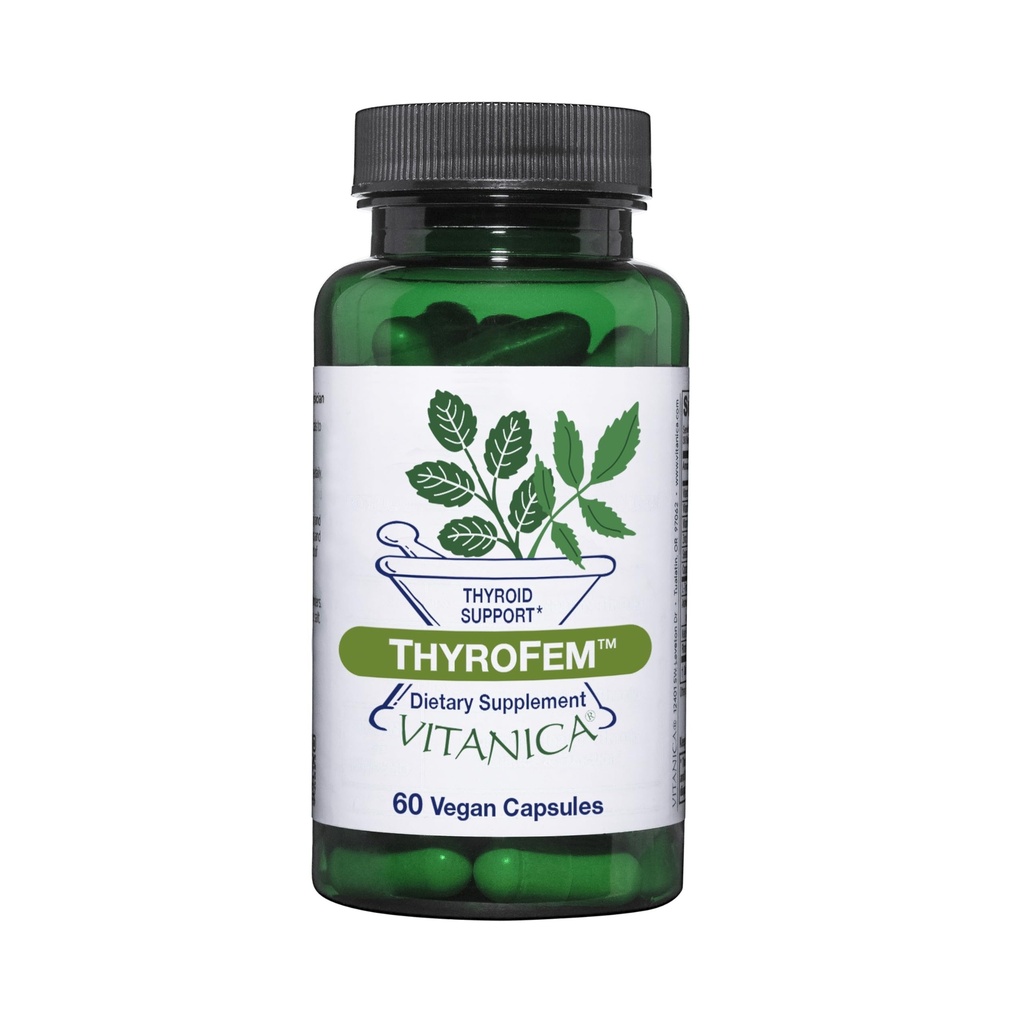 Vitanica ThyroFem, Thyroid Gland Dukung, Vegan, 60 Kapsul