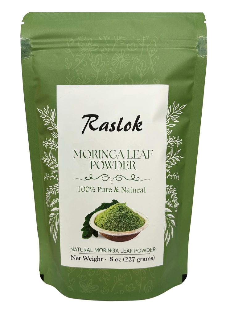 Moringa Powder 124; 100% Pure Moringa Leaf No Stems 124; Moringa Olifera Powder (8 Oz)