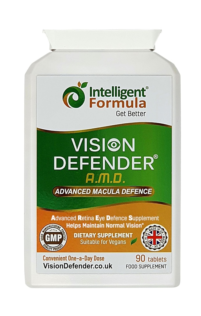 Vision Defender AMD AREDS2 Eye Vitamin - Exact AREDS 2 Formula dengan Lutein & Iexanthin, Vitamin C & E, Zinc 25 mg & Copper - Setelah Daily Vegan Eye Suplemen, 90 Tablet