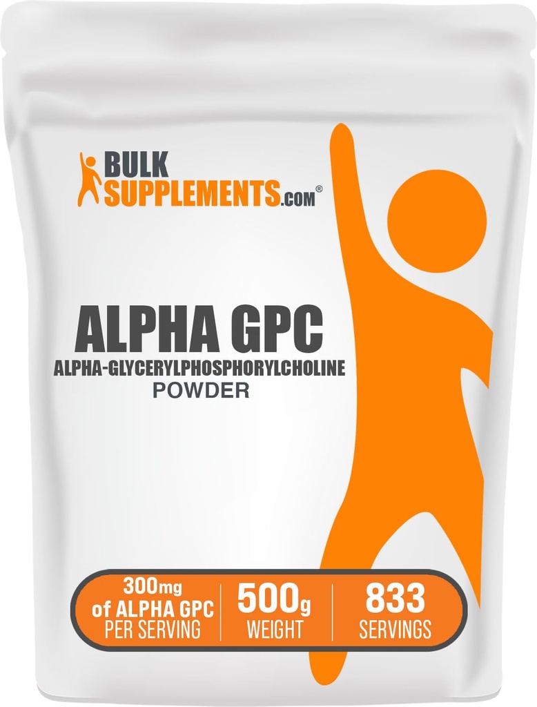BulkSuplements.com Alpha GPC Powder - Choline Suplemen, Alpha GPC 300mg - Unflasheled & Gluten Free, 600mg per Serving, 500g (1.1 lbs) (Pack 1)