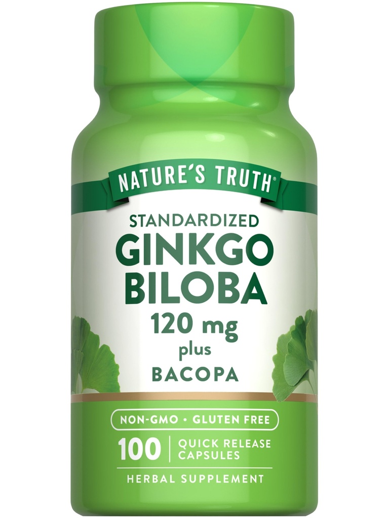 Nature 's Truth Ginkgo Biloba 120mg 124; Plus Babopa 124; 100 Quicklease Capsules 124; Standardisasi Ekstrak 124; Non-GMO dan Gluten Free Suplemen