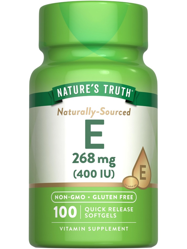 Nature 's Truth Vitamin E 400 IU Softgels 124; 268mg 124; 100 Count 124; Non-GMO & Gluten Free Suplemen