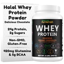 SHIFAA NUTRITITION 2 Lbs Halal Whey Protein Cokelat. 24g Protein, 5g BCAAs & 420 mg Glutamin. Sugar-Free, Keto-Friendly, Gluten-Free, Non- GMO