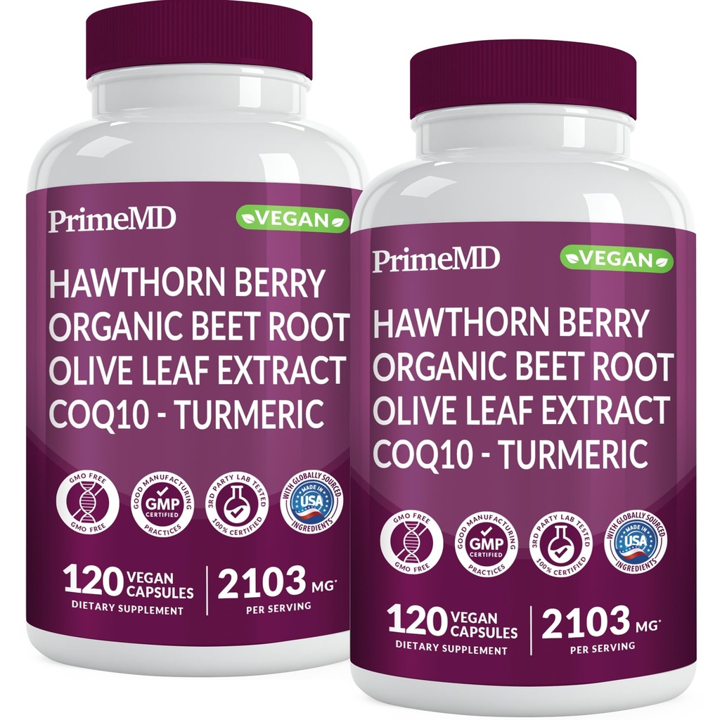 26 in- 1 Nitric Oxide Tambahan - Heart & Circulation Dukungan dengan CoQ10, Turmeric, Root Beet Organic, Hawthorn Berry & Garlic - 2103mg per Serving (120ct, Pack of 2)
