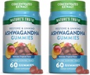 Nature 's Truth Ashwagandha Gummies 144; 60 Tropical Flavor Gummies 12.4; Vegan, Non-GMO, & Gluten Free Supplemen