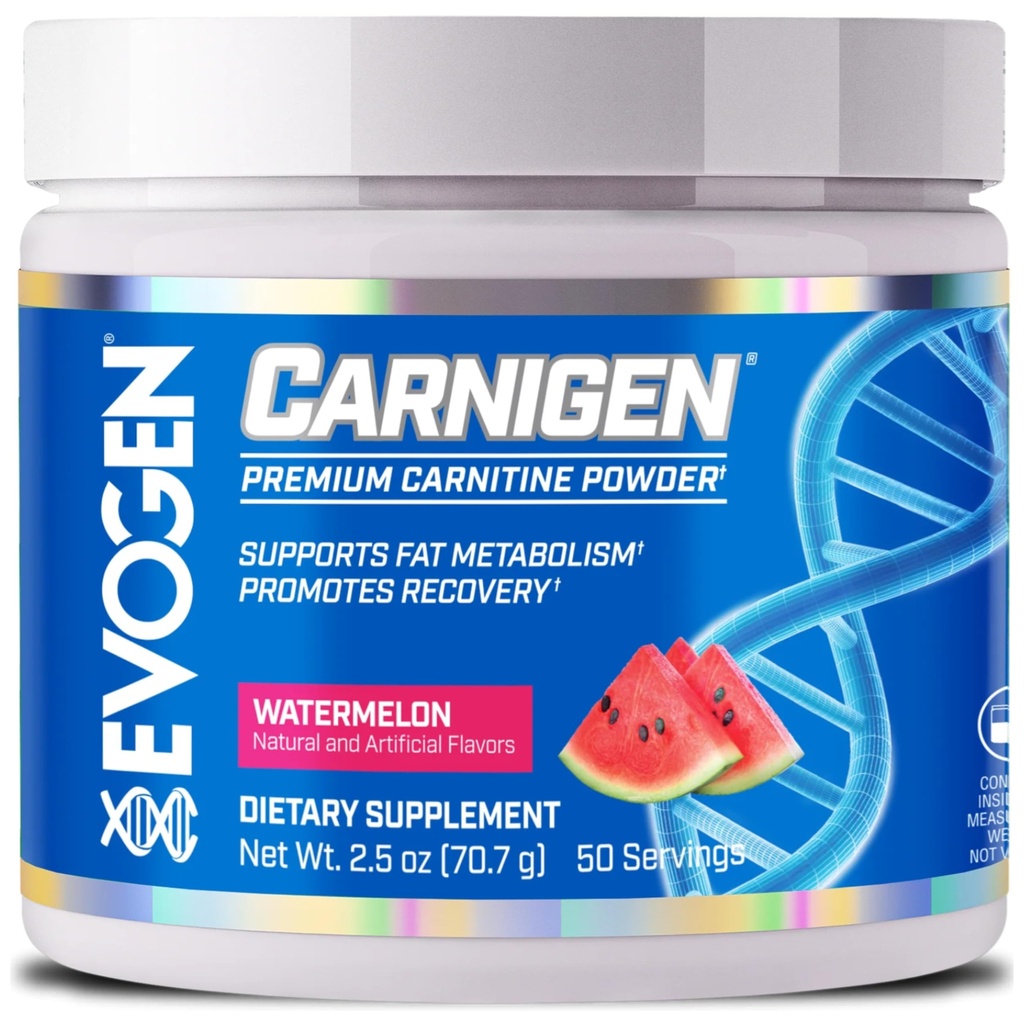 Evogen Carnigen - Premium Carnitine Powder 124; Support Fat Metabolisme & Promotes Recovery 124; Stimulant- Free L Carnitine Suplemen dengan Acetyl L- Carnitine 124; Watermelon 144; 50 Servings