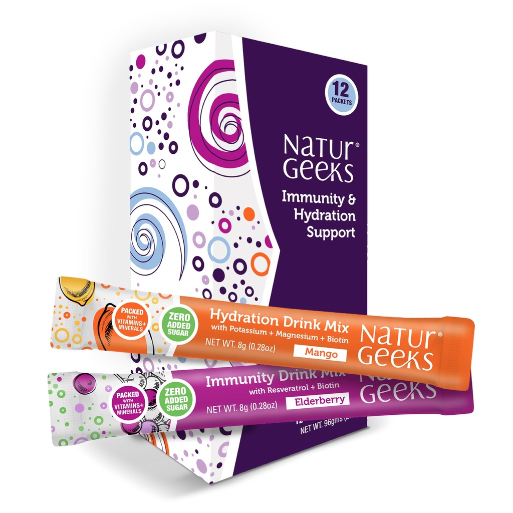 NutraGeeks Vegan Electrolytes Powder Pawder - Sugar- Free Electrolytes untuk Hidration Instant - Powder Hidration dengan Elderberry & Mango Flavors - No Sugar, 12 Servings