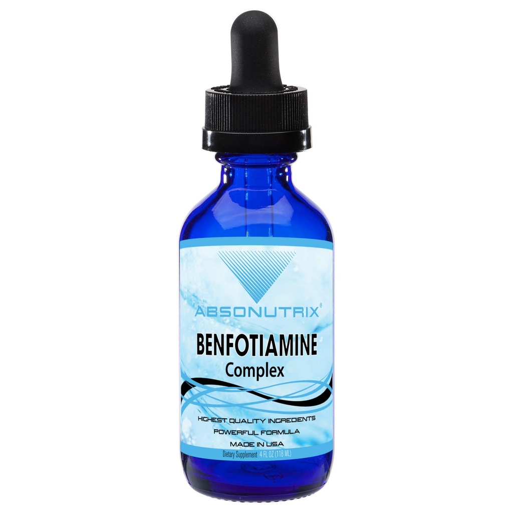 Absonutrix Benfotiamine Kompleks 300 mg, 4 Fl Oz Bottle, 200 Servings, High Bioavability, Venable Ingregents, Quick Absorpsi, Nor-GMO, Third- Party Tested, GMP- Certifikasi, dibuat di USA