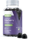 Viteey Sambucus Elderberry Gummies for Adults - Elderberry Vitamin C dan Zinc Immunity Gummies - Vegan, Gluten- Free - 60 Count