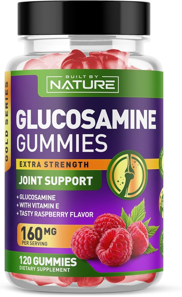 Glucosamine Gummies dengan Vitamin E - Advanced Joint Suppplement Gummy, High Potency Antioksidant, Comfort for Back, Knee, Hands - 120 Gummies