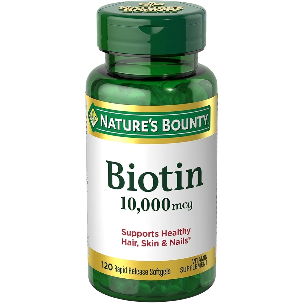 Nature 's Bounty Biotin 10, 000 Mcg, Rapid Lepaskan Softgels 120 Ea (Paket 2)