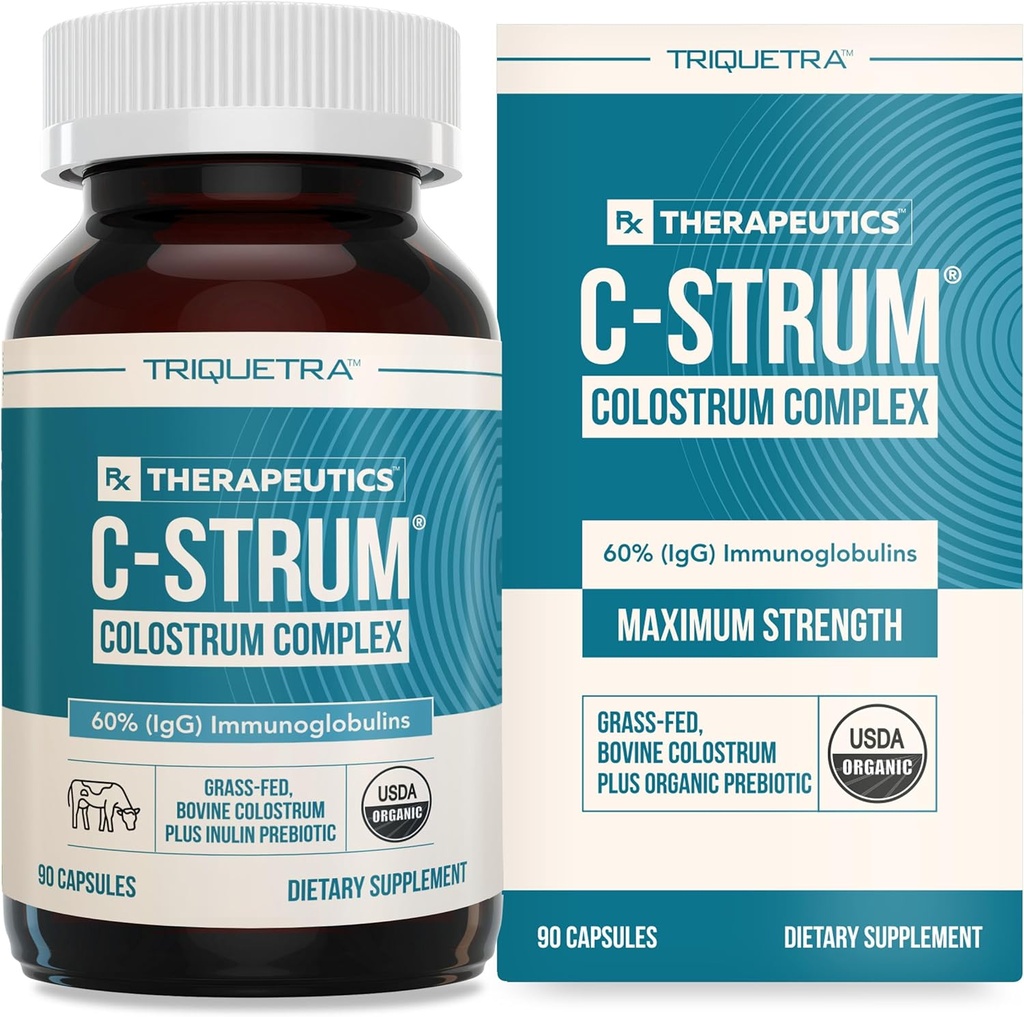 C-Strum ® Organic Bovine Colostrum Suplemen, 60% igG, Pertama Milking, Grass Fed, Max Power Colostrum Capsules dari Jerman Dairy Cows - Gut, Imunitas, Skin & Hair Dukungan (90 count)