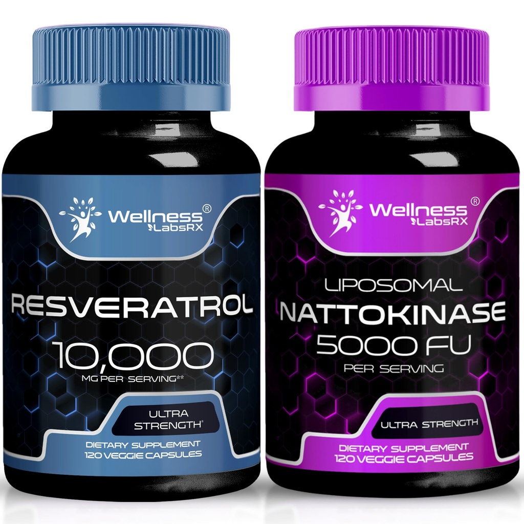 WELLNESS LABSRX Resveratrol Capsules 1000mg - Nattokinase Suplemen - 5000 FU