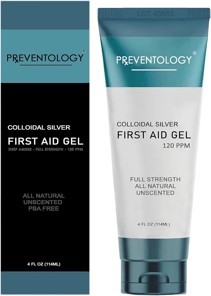 PreventoLOGY Colloidal Silver Gel - Amber Penuh Kekuatan Dalam 120 PPM untuk Efficacy Maksimum - Gunakan Topically sebagai Perlu - pH Balanced - Tanpa bau - 100% Natural - (4 oz)