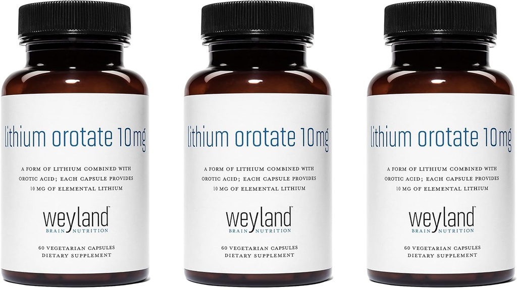 Lithium Orotasi 10mg (3 Botol), 180 Vegetarian Capsules