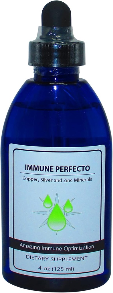 Imune Perfecto - Colloidal Silver 3000 PPM, Copper, dan Zinc 2000 PPM 124; Atomic Partikel Trace Mineral Immune Supplemen - 4 oz.