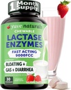 Yuve Natural Fast Act Relief Dairy Delivious Chewables - Lactase Enzyme 9000 FCC - Say Goodbye to Dairy Discomfort from Laktosa Intoleransi - Strawberry Cream Flavor - 30ct