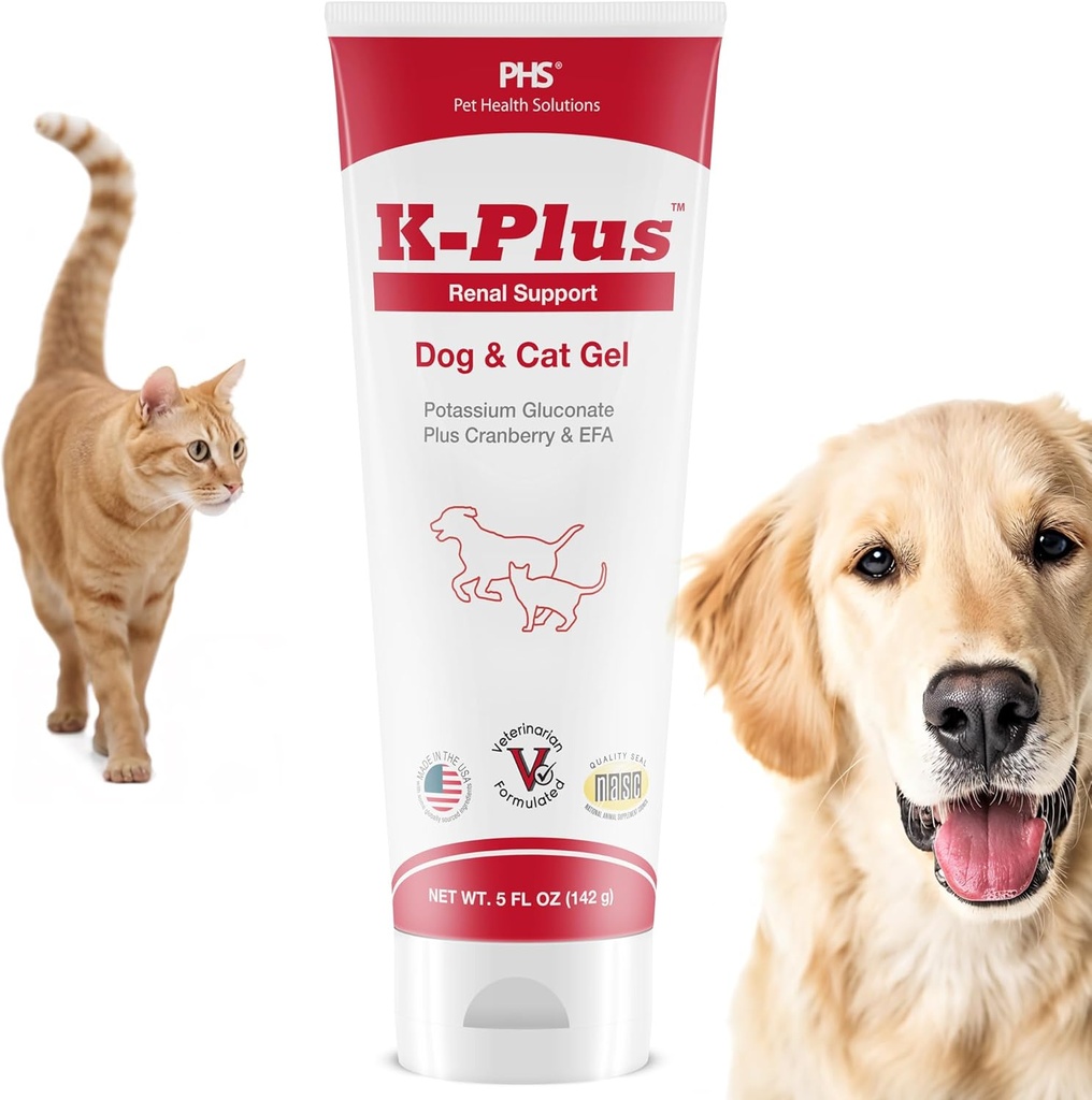 K-Plus Gel for Dogs & Cats - Potasium Citrate & Cranberry Tambahan untuk Kidney, Urinary Trakt Health, Relief UTI, Pencegahan Batu, Keseimbangan Listrik, Fungsi & Jantung - Dibuat di USA - 5 oz