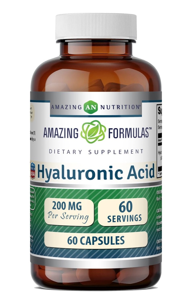 Amazing Formulas Hyaluronic Acid 200 Mg Per Serving Capsules Suplemen 12.4; Non-GMO 124; Gluten Free 124; Dibuat di USA (60 Count)