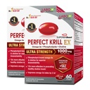 Nutrition Sempurna LABO Krill EX, 10000mg Antartika Krill Oil Omega 3 EPA DHA, Phospholipids tertinggi (lebih 56%) dengan Choline, Astaxanthin 124; Heart Brain Eye Joint Health, dibuat di USA, 60 softgelsX2