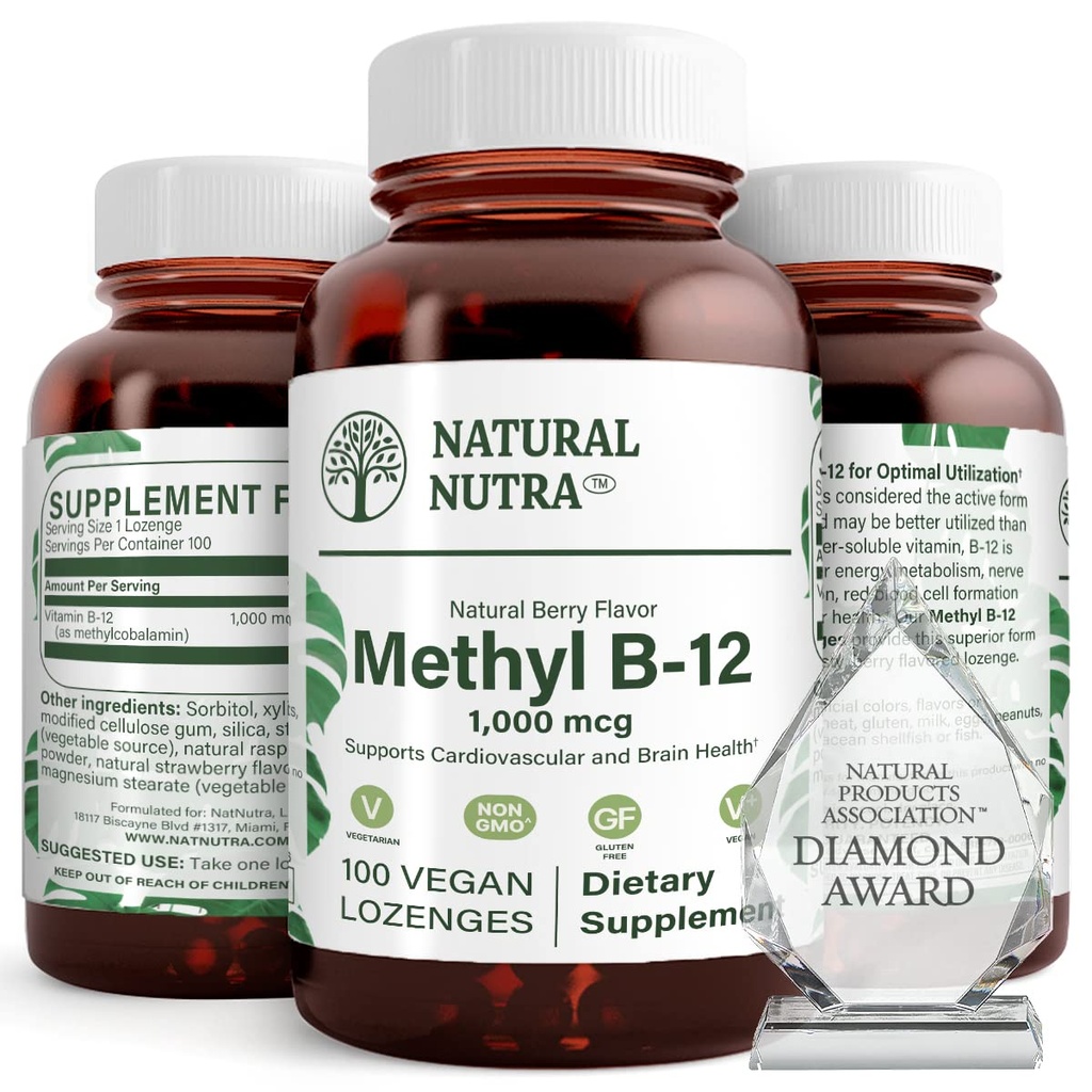 Metode Natural Nutra Vegan B12 10000mcg, Support Heart Health Booster, Gluten Free, Dukung Transformasi Energi, Enhance Immune Response, Bantuan Fungsi Otak, 100 Vegan Lozenges