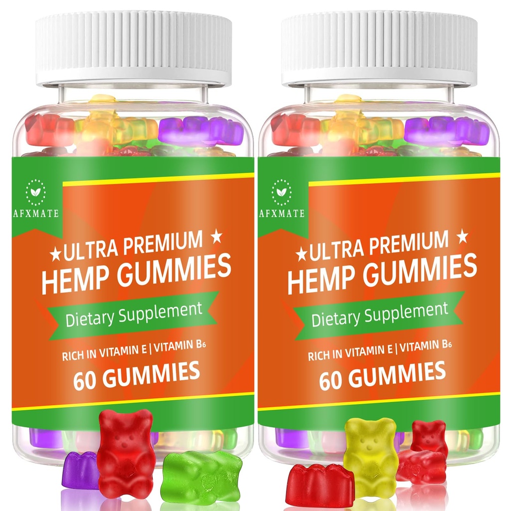 (2 Kemping) Hemp Gummies, Fruity Edibles Gummy Lanjutan 100% Potensi Tinggi Alam Hamp Ekstrak Gummi - 120 Gummi