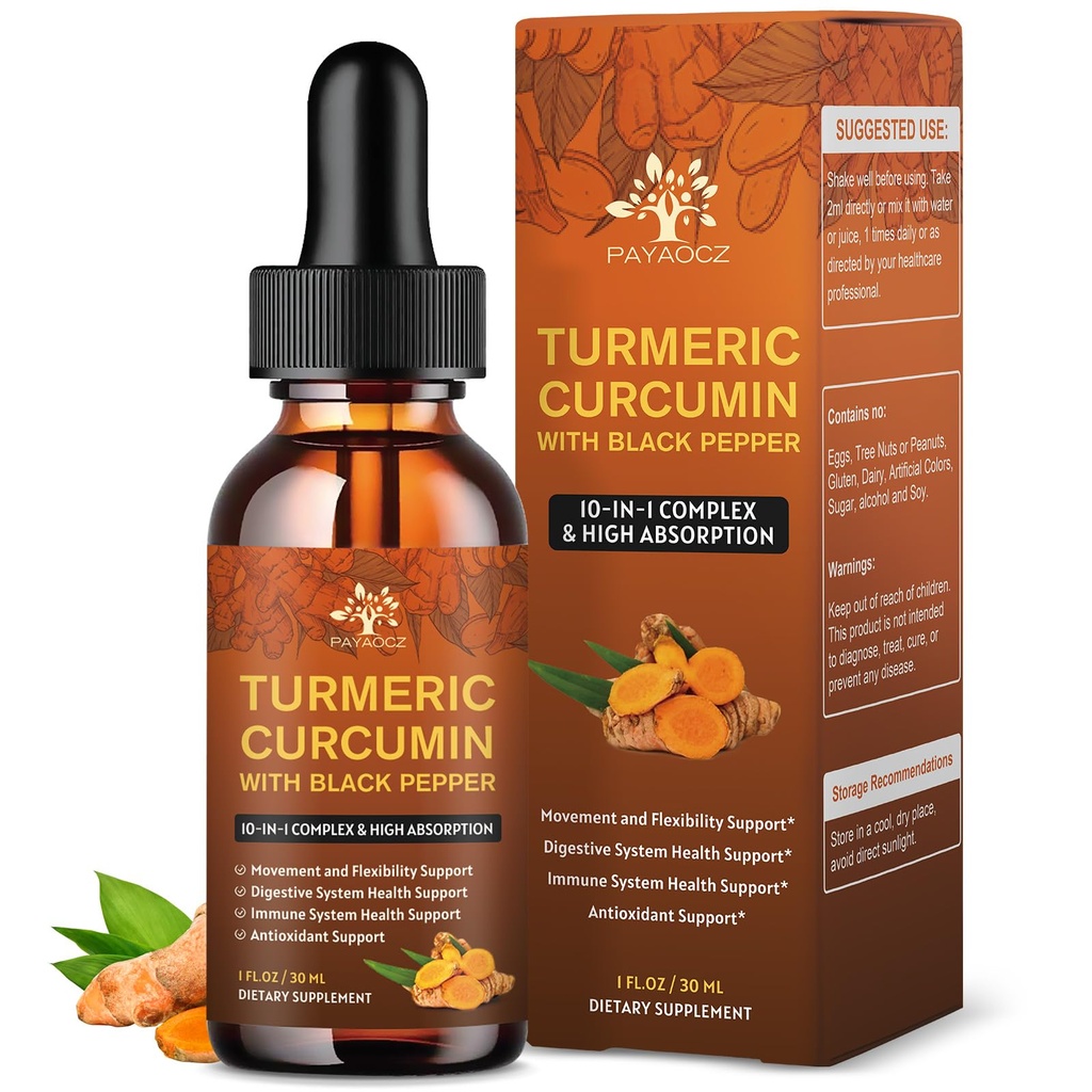 (2 Pack) Suplemen Kurcumin Organik dengan Black Pepper dan Ginger - Liquid Turmeric Extract Drops (dengan Cinnamon, Rosemary) - Mobility and Fleksibilitas Dukungan dan Kesehatan Digetical - 1 Fl Oz