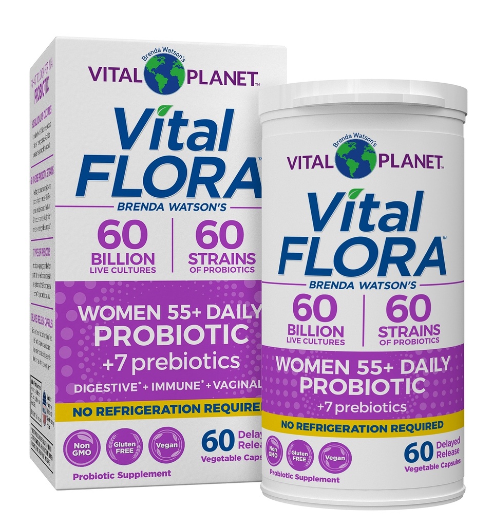 Planet Vital - Vital Flora Programs untuk Perempuan Lebih dari 55 Daily Shelf Stable Probiotic 60 Milyar CFU, 60 Diverse Strains, 7 Organic Pregories, Imune Dukungan dan Digetical Health 60 Capsules
