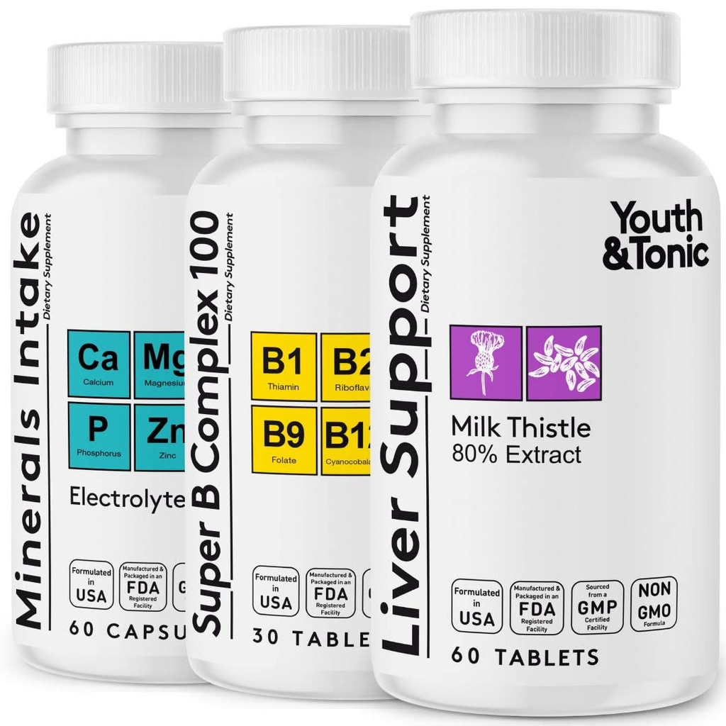 Dukungan Hati & Pleasant Morning Pills 124; Setelah Persediaan Partai Kit dengan Milk Thistle + Electrolite & B Pemulihan Vitamin 124; Rapid Hidration Mental Focus More Energy untuk Better You